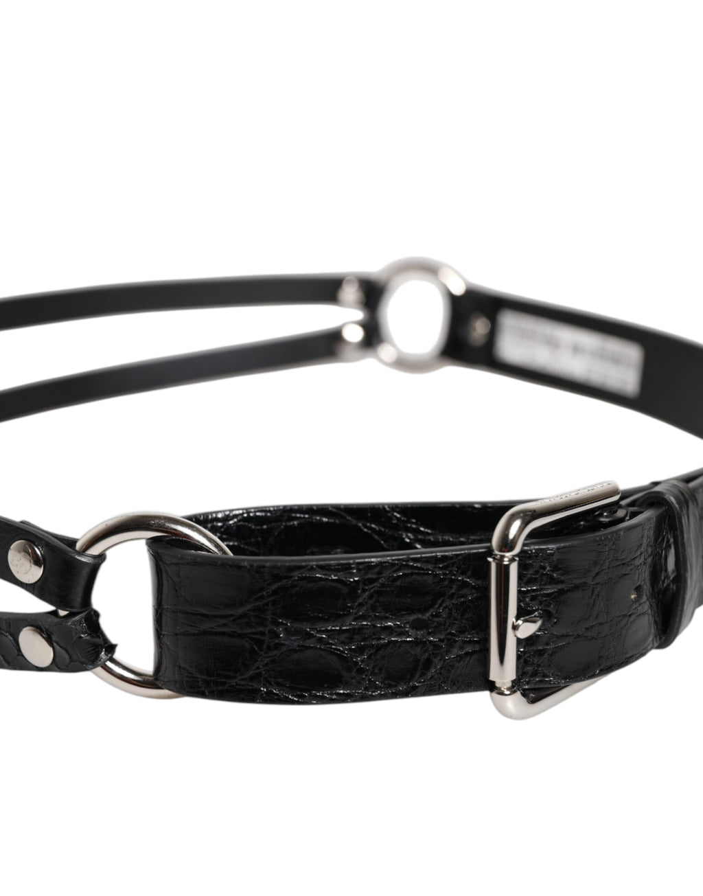Dolce & Gabbana Black Exotic Leather Metal Logo Buckle Belt