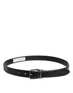 Dolce & Gabbana Black Exotic Leather Metal Logo Buckle Belt