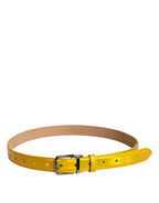 Dolce & Gabbana Metallic Yellow Leather Metal Logo Buckle Belt