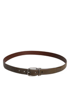 Dolce & Gabbana Brown Leather Classic Metal Logo Buckle Belt