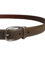 Dolce & Gabbana Brown Leather Classic Metal Logo Buckle Belt