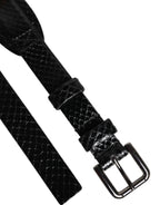 Dolce & Gabbana Black Leather Classic Metal Logo Buckle Belt