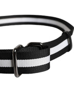 Dolce & Gabbana Black Yellow Logo Striped Metal Buckle Belt