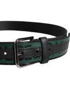 Dolce & Gabbana Green Black Classic Metal Logo Buckle Belt