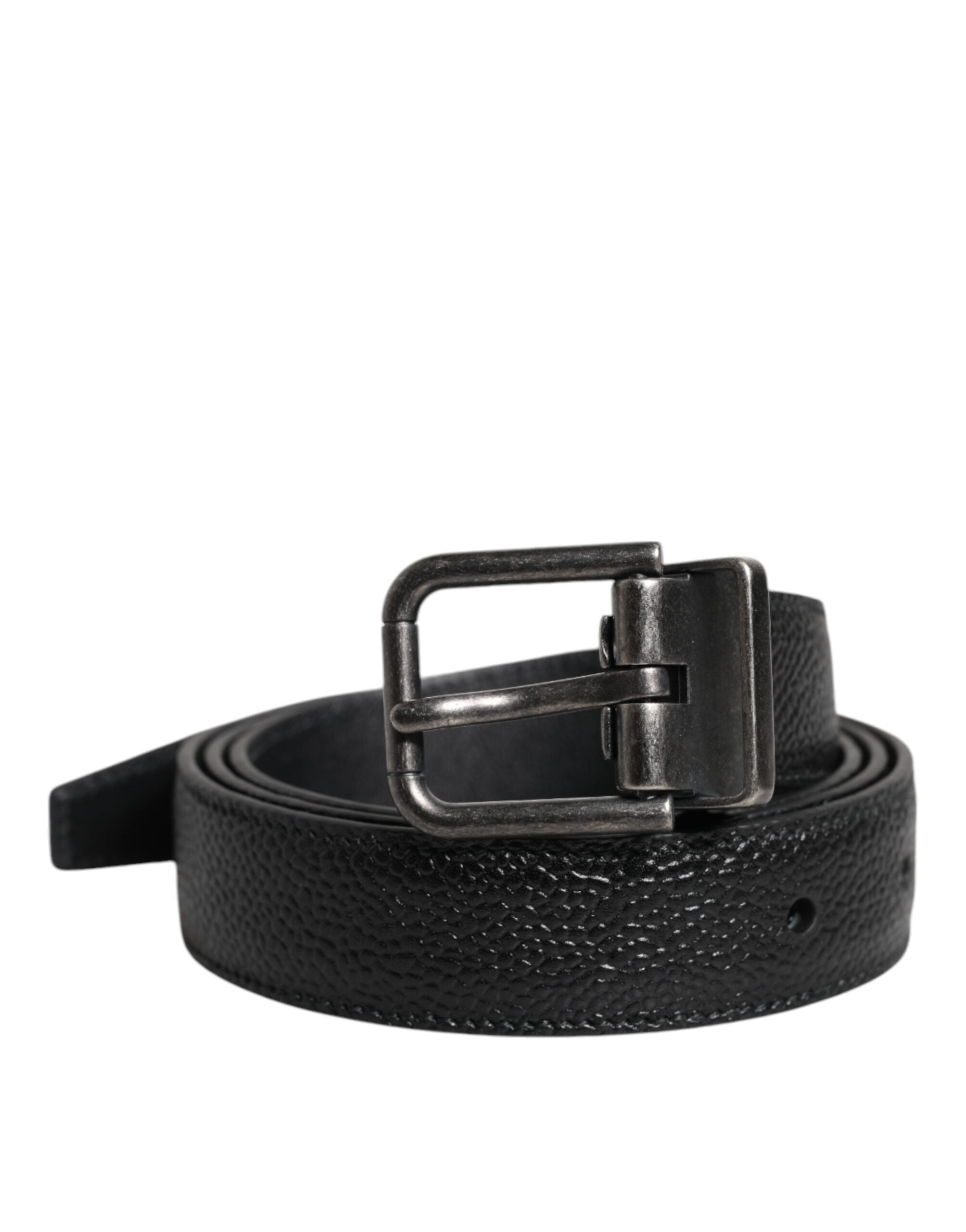 Dolce & Gabbana Black Calf Leather Classic Metal Buckle Belt