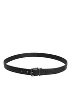 Dolce & Gabbana Black Calf Leather Classic Metal Buckle Belt