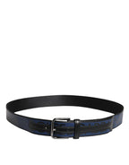 Dolce & Gabbana Black Blue Polyester Printed Metal Buckle Belt