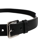 Dolce & Gabbana Black White Printed Metal Logo Buckle Belt