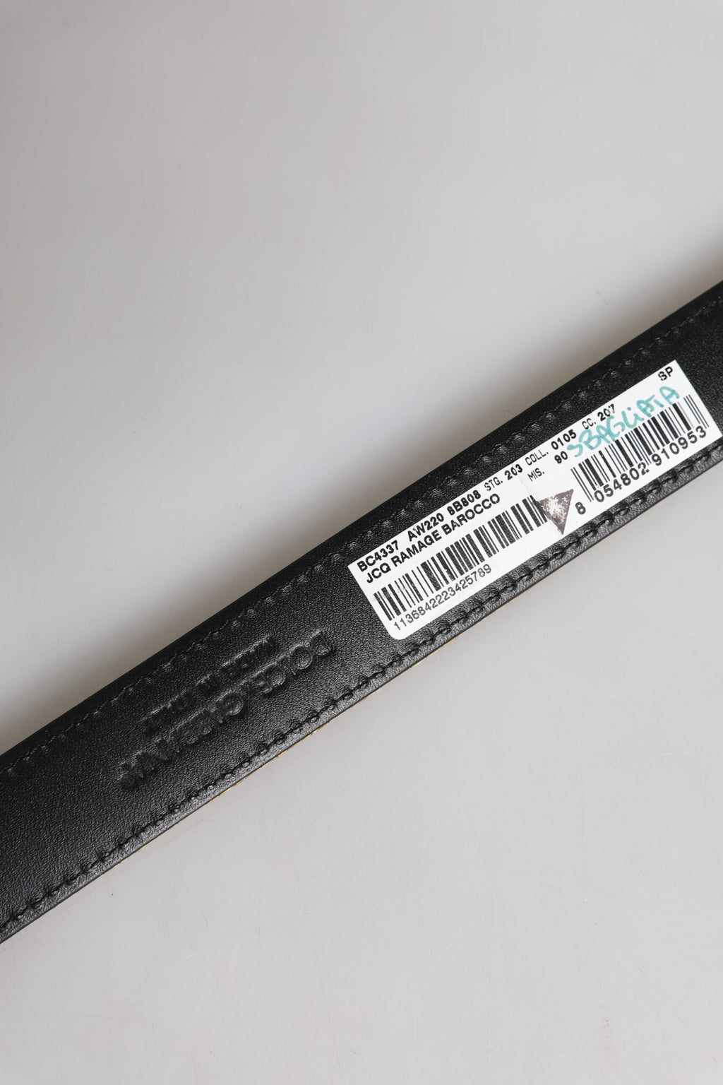 Dolce & Gabbana Gold Leather Jacquard Silver Metal Buckle Belt