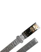 Dolce & Gabbana Silver Classic Gold Logo Plaque Buckle Belt