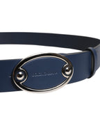 Dolce & Gabbana Blue Leather Classic Metal Logo Buckle Belt