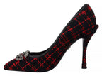 Dolce & Gabbana Red Black Tweed DG Amore Heels Pumps Shoes