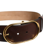 Dolce & Gabbana Brown Logo Engraved Metal Waist Buckle Belt