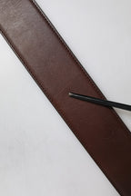 Dolce & Gabbana Brown Logo Engraved Metal Waist Buckle Belt