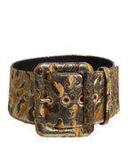 Dolce & Gabbana Gold Spotted Jacquard Fabric Wide Waist Belt
