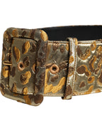 Dolce & Gabbana Gold Spotted Jacquard Fabric Wide Waist Belt