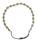 Dolce & Gabbana Black Leather Daisy Crystal Embellish Waist Belt