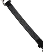 Dolce & Gabbana Black Leather Daisy Crystal Embellish Waist Belt