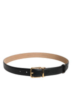 Dolce & Gabbana Black Leather Logo Metal Waist Buckle Belt