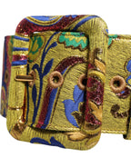 Dolce & Gabbana Multicolor Floral Jacquard Wide Waist Belt