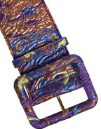 Dolce & Gabbana Multicolor Floral Jacquard Lurex Wide Waist Buckle Belt