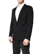 Dolce & Gabbana Black Wool Slim Fit Coat Blazer Jacket Suit