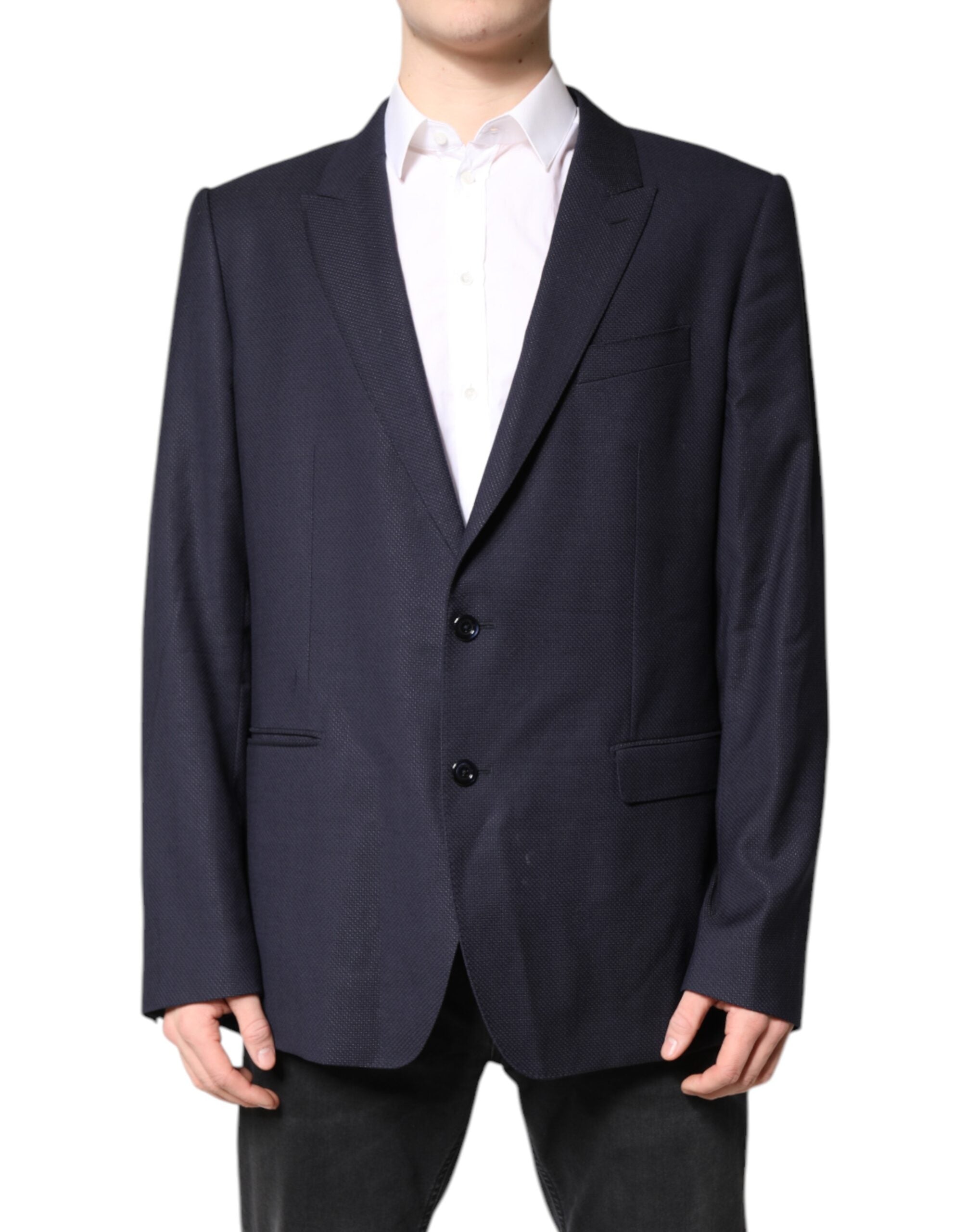 Dolce & Gabbana Black Wool Single Breasted Coat Blazer Suit
