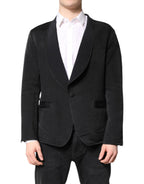 Dolce & Gabbana Black Silk Single Breasted Coat Blazer Suit