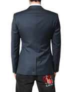 Dolce & Gabbana Blue Single Breasted Men Coat MARTINI Blazer