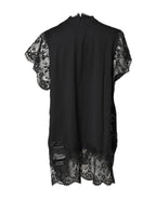 Dolce & Gabbana Black Lace Sheer Sacred Heart Crew Neck Top