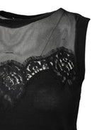 Dolce & Gabbana Black Lace Sheer Crew Neck Sleeveless Top