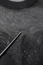 Dolce & Gabbana Black Lace Sheer Crew Neck Sleeveless Top