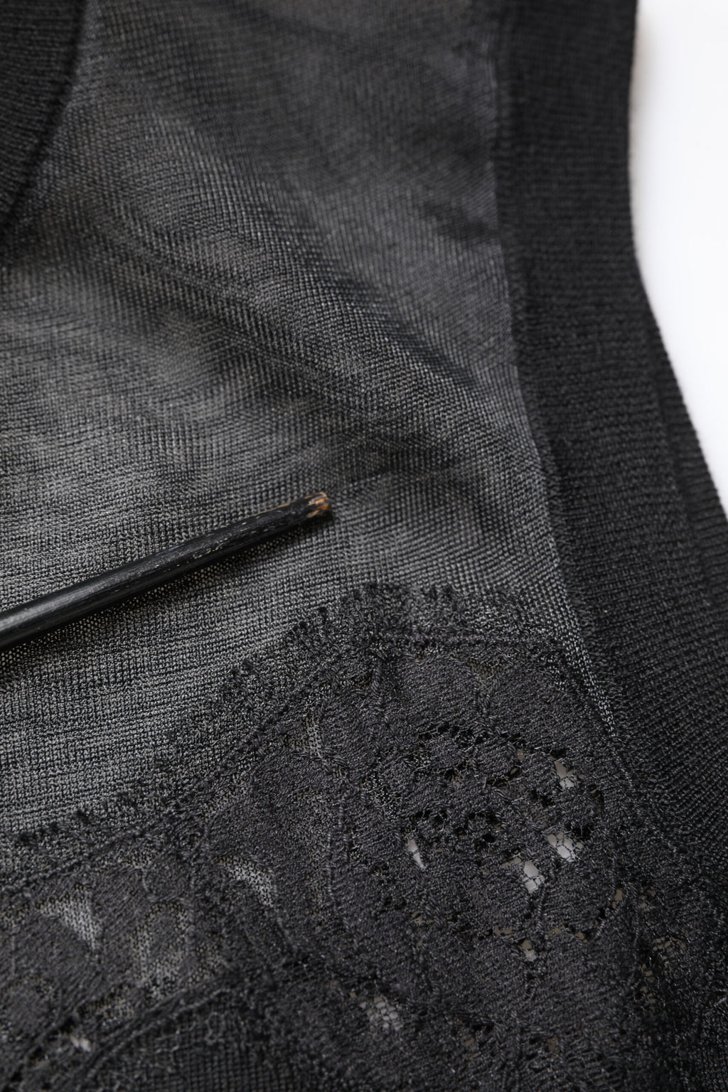 Dolce & Gabbana Black Lace Sheer Crew Neck Sleeveless Top