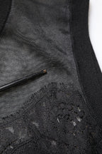 Dolce & Gabbana Black Lace Sheer Crew Neck Sleeveless Top