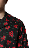Dolce & Gabbana Black Floral Print Cotton Men Pajama Set Sleepwear