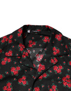 Dolce & Gabbana Black Floral Print Cotton Men Pajama Set Sleepwear