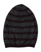 Dolce & Gabbana Gray Striped Wool Knitted Winter Beanie Hat