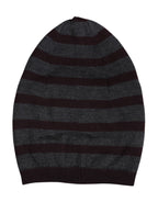 Dolce & Gabbana Gray Striped Wool Knitted Winter Beanie Hat