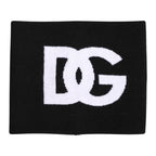 Dolce & Gabbana Black White Logo Print Knitted Neck Warmer Scarf