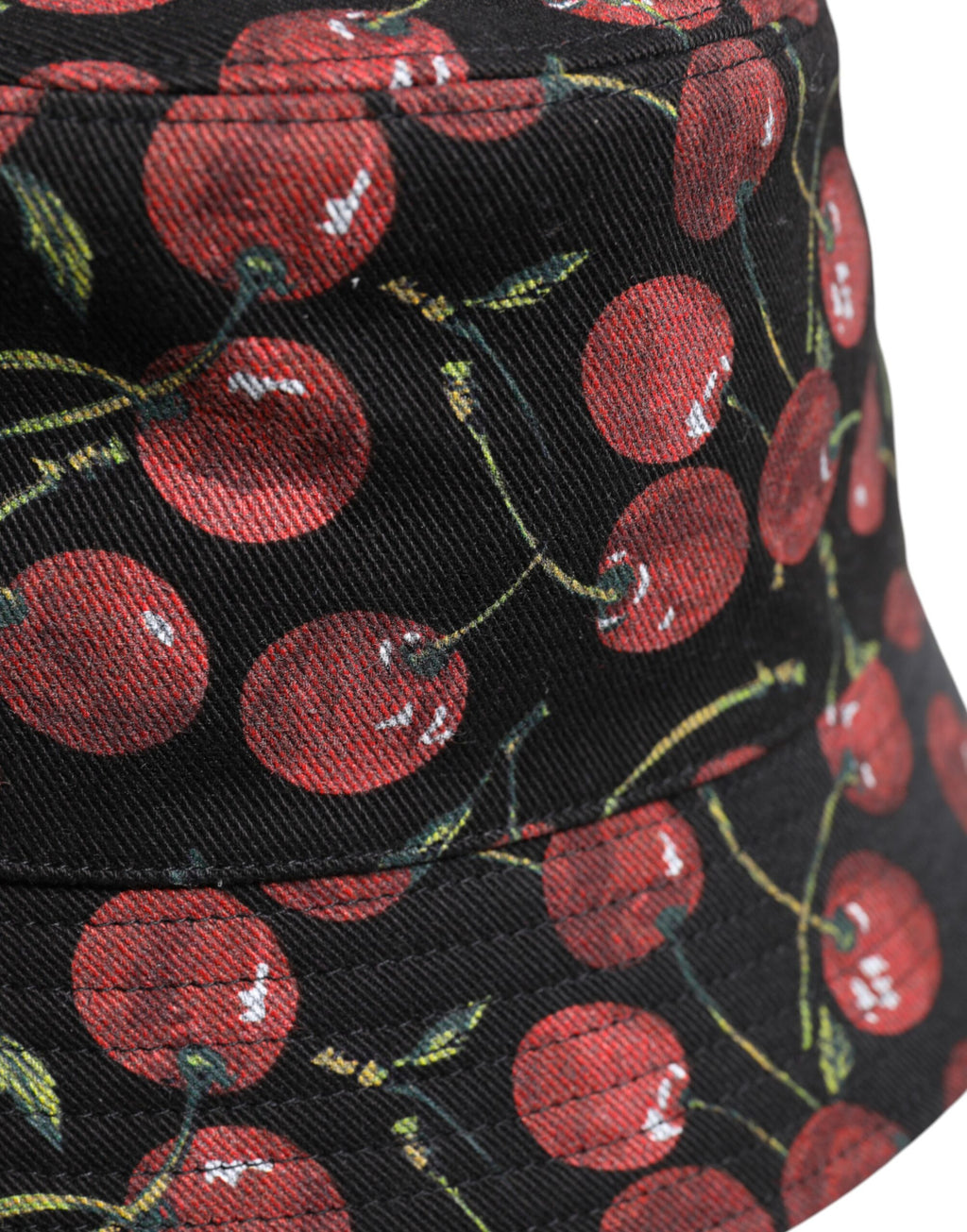 Dolce & Gabbana Black Cotton Printed Wide Brim Bucket Hat