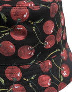 Dolce & Gabbana Black Cotton Printed Wide Brim Bucket Hat