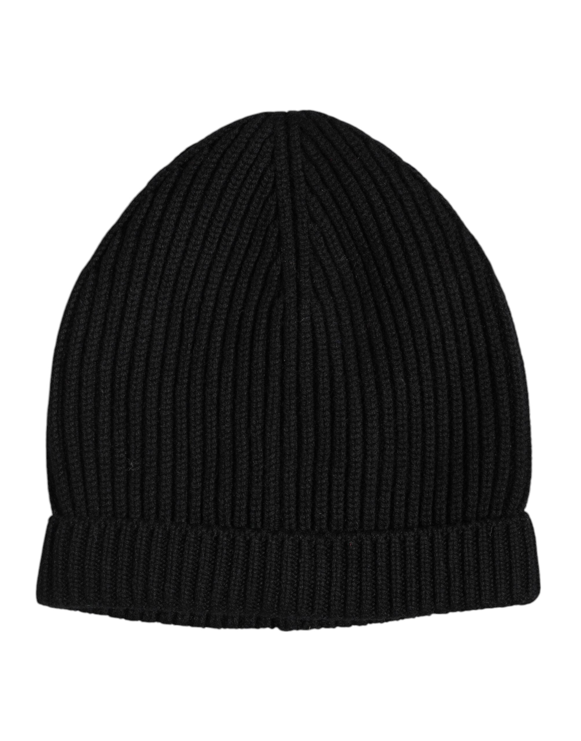 Dolce & Gabbana Black Cashmere Knitted Winter Beanie Hat