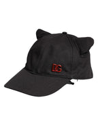 Dolce & Gabbana Black Cotton Logo Patch 6 Panels Baseball Cap