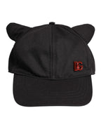 Dolce & Gabbana Black Cotton Logo Patch 6 Panels Baseball Cap