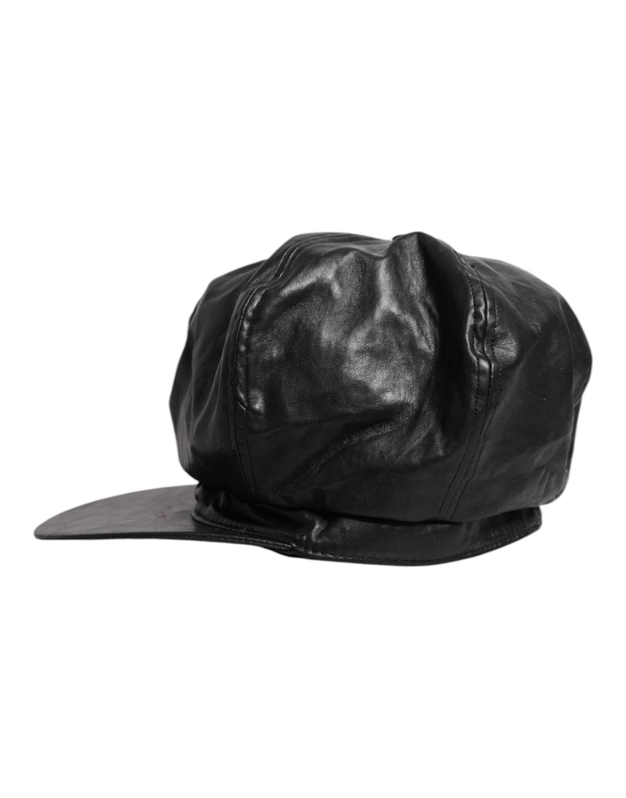 Dolce & Gabbana Black Calf Newsboy Capello Cabbie Hat
