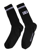 Dolce & Gabbana Black Cotton Logo Mid Calf Men Socks