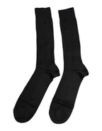 Dolce & Gabbana Black Stretch Logo Mid Calf Men Socks
