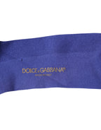 Dolce & Gabbana Purple Cotton Logo Over The Calf Socks