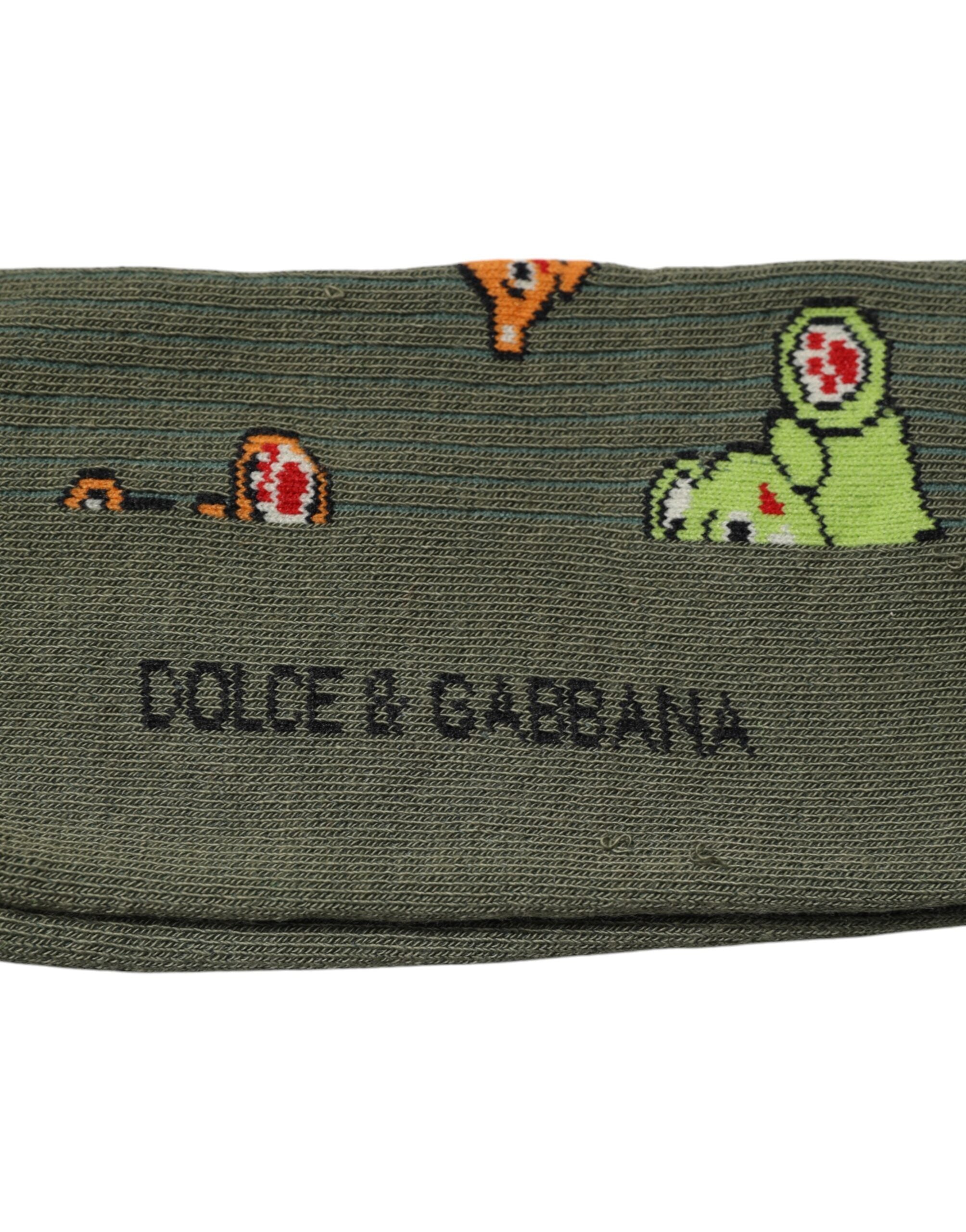 Dolce & Gabbana Green Nylon DG Bear Printed Mid Calf Socks