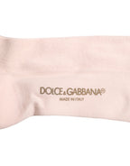 Dolce & Gabbana Ivory Cotton Stretch Logo Over Calf Socks